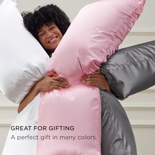 Image of Bedsure Body Pillow Cover 20x54 Inches - Navy Satin Similar to Silk Pillowcase for Hair and Skin, Cooling and Silky Long Body Pillow Pillowcase for Adults with Envelope Closure, Gifts for Women Men