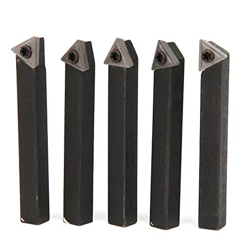 Ensemble d'outils de Tournage Indexables, 5 Pièces 0,25 Pouce Outils de Coupe de Tour à Métaux Tours d'usinage en Carbure Cémenté Outils de Coupe de Parement Multifonctionnel