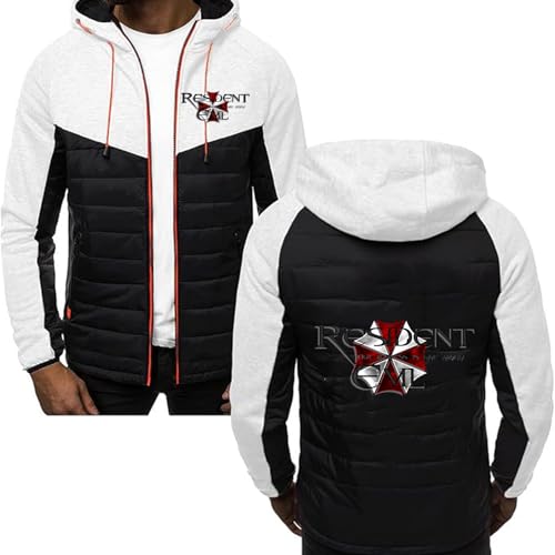 MYYLY Lässige Hoodies für Herren für Resident Evil Durchgehender Reißverschluss warme Outdoor-Trainingsanzüge leichtes Dickes Daunen-Patchwork-Sweatshirt mit Kapuze Thermo-Sportmäntel B-M