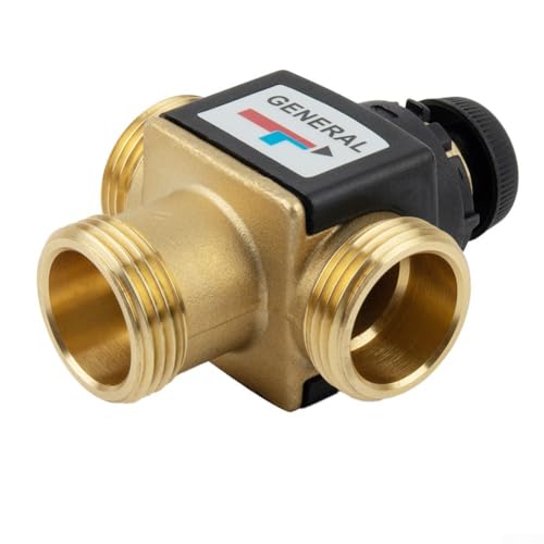 Desiumite Válvula mezcladora termostática 35-60 °C DN20/DN25 construcción de latón para sistemas de agua caliente sanitaria y calefacción por suelo radiante, compatible con HWC (DN20)