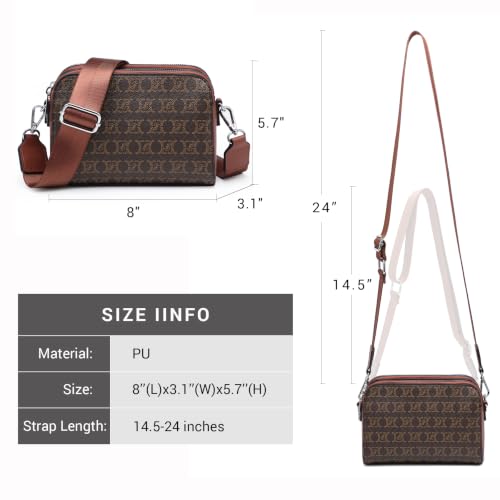 Image of Crossbody Bags for Women Small Shoulder Purses with Adjustable Wide Strap, Triple Zip Design