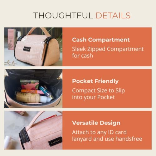 Image of HAMELIN Cosmetic Travel Bag for Women | Women's Makeup Travel Bag Portable Cosmetics Bag | Large Capacity Makeup Bag with Handle | Wide Opening Makeup Organizer | (Soft Pink)