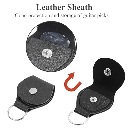 Image of Adjustable Guitar Strap Includes 2 Strap Locks & 2 Matching Picks & 1 Picks Holder & 1 leather Strap Button.
