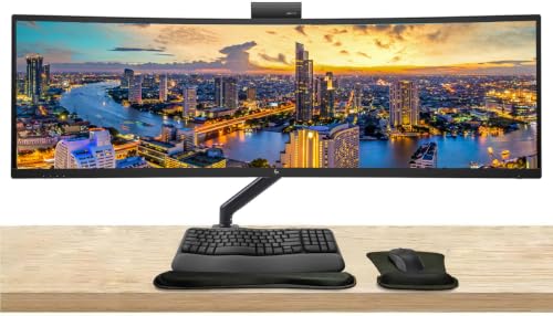 Image of HP Series 5 Pro 549pm 49 inch DQHD Curved Ultrawide Video Conferencing Monitor | LED Backlight, 165Hz Refresh Rate, (5120 x 1440), USB Hub, Mount Compatible, MK670 Wireless Keyboard & Mouse, Gel Pad