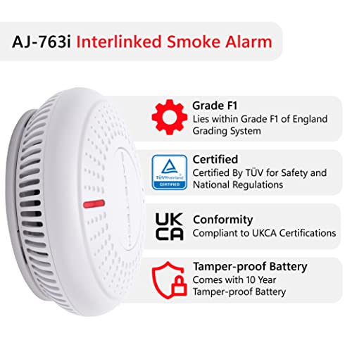 SAFE TECH Home Interlinked Smoke Heat Alarms, with Remote Control and Tamper-Proof 10 Year Battery-4 Pack - Image 4