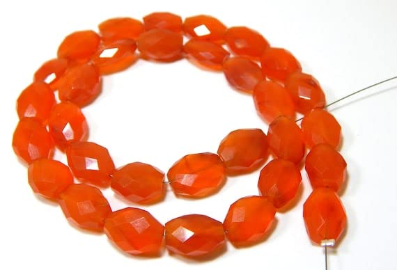 Perles en cornaline facettées ovales 7.5x8.5mm LKBEADS pour création de bijoux de 14 pouces