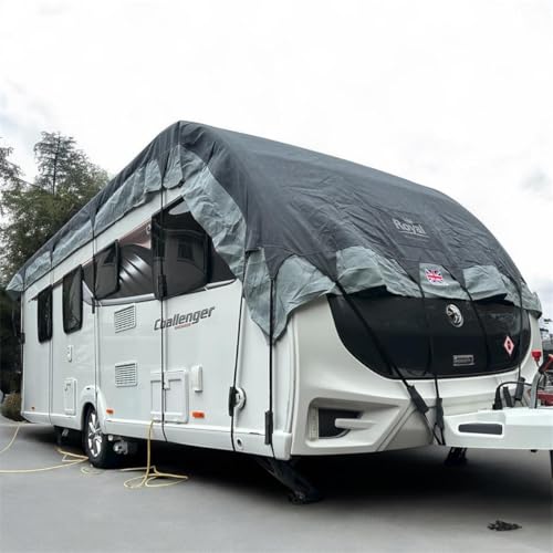 Royal Leisure Caravan Roof Cover 6.4-7.0 m (21-23 ft) 4-Layer Breathable UV Protective Light Grey/Dark Grey Universal Fit