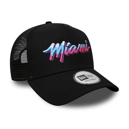 New Era Miami Heat NBA Vice Collection Black Adjustable Trucker Cap - One-Size
