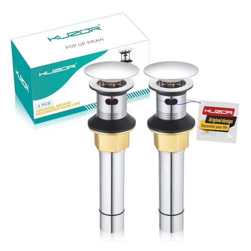 KUZOR 2-Pack Pop Up Bathroom Sink Drain with Overflow - Fits 1-5/8' to 2' Holes, Chrome...