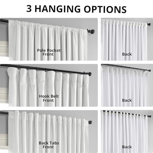 HPD Half Price Drapes Signature Velvet Thermal Blackout Curtains for Living Room 84 Inch Long (1 Panel) Rod Pocket Insulated Blackout Curtains for Bedroom Window Curtains, 100W x 84L, Primary White
