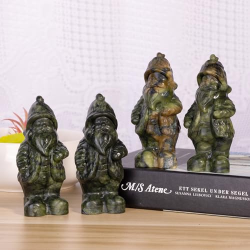 Nupuyai 5" Green Jade Carved Crystal Stone Santa Claus Statue - Image 3