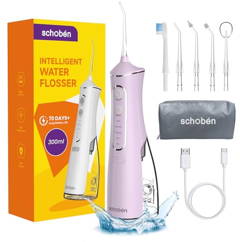 Water Dental Flosser Pick for Teeth: 4 Modes Cordless Portable 300ML Larger Tank Water Teeth Cleaner...