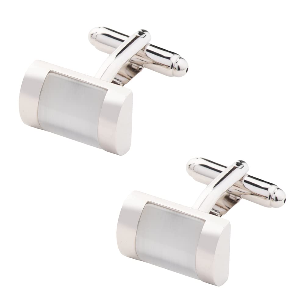 The Tie Hub Silver Rectangle Mop Cufflinks For Men (B0BYP67KY7) Amazon Price History, Amazon Price Tracker