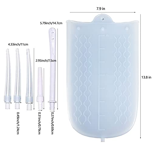 Image of GNEGKLEAN Silicone Enema Bag Kit with 6.3ft Hose, 5 Enema Tips, Controllable Flow Valve and Water Thermometer - 2 Quart Capacity Coffee enemas for Colon Cleanse