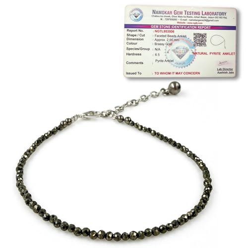 Image of Raw Pyrite, Money Magnet, Dhanyog, Garnet, Black Obsidian Evil Eye Anklet | Stone of Money, Protection & Power | Natural Healing Crystal Anklet for Women | Spiritual Jewellery for Women | Gift for Woman & Girlfriend
