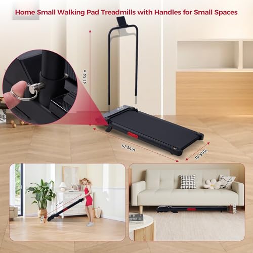 POTUPUS Walking Pad with Handle Bar and Incline, 3.0HP Under Desk Treadmill for Home Small Space, 0.6-7.6MPH Portable Walking Pad Treadmill with Handles, 350LBS, 2026 Upgrade