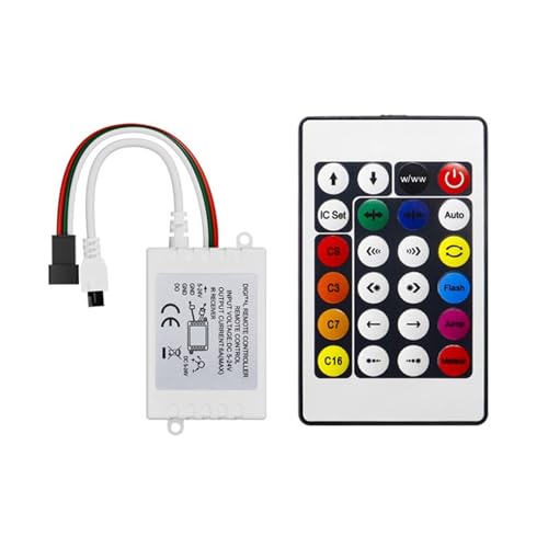 Contrôleur LED WS2812B avec mini boîtier 24 touches et alimentation DC 5V-24V