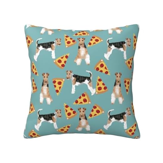 HAZIMCS Cute Wire Fox Terrier Dog Pizza Slices Food Throw Pillow Covers 12"x12" Soft Cute Decor Plush Pillow Cases Cushion Covers for Living Room Bedroom Home Decor Sofa Couch Chair Car Outdoor