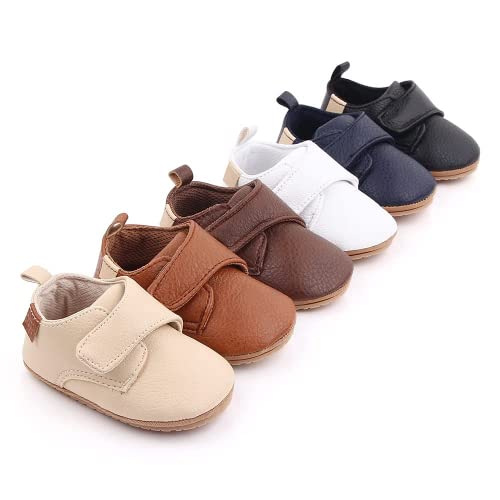 image for Meckior Infant Baby Boys Girls Classic PU Leather Wedding Loafers Brog