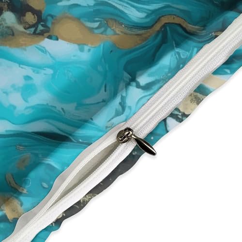 Housse de couette en marbre bleu 3 pièces avec 2 taies d'oreiller ultra douces pour grand lit - 5