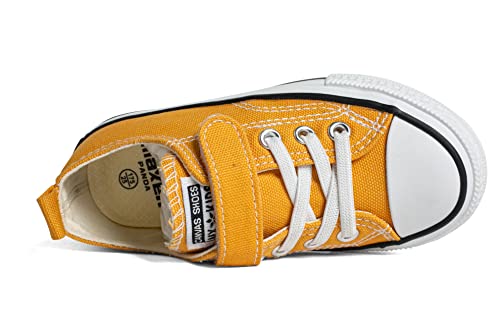 Justwaner Toddler Little Kid Boys And Girls Canvas Shoes Classic Low Top Slip On Sneaker Hook And Loop Elasticated Laces Walking Shoes Yellow #TOP5