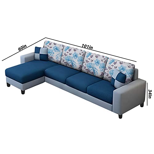 Image of Orland 6 Seater LHS L Shape Sofa Set for Living Room | Color - Blue Grey