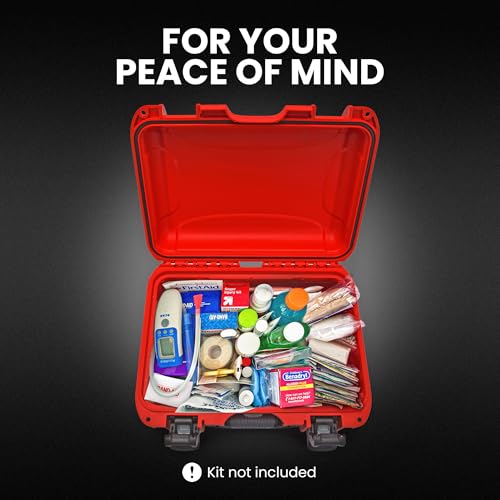 Image of NANUK 915 Waterproof First Aid Box Empty - Durable, Medical First Aid Organizer Case, IP67-Rated, Dustproof, Impact-Resistant, and Floats (13.8 inch x 9.3 inch x 6.2 inch) - Red | IP67 Waterproof and Dustproof, Nk-7 Resin, Interior 13.8 X 9.3 X 6.2 in, Powerclaw Latches, Pressure-Release Valve, Floats