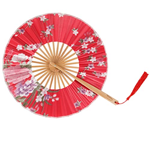 Zerodeko Handfächer Im Japanischen Stil Kreisförmiger Fächer Klassischer Fächer Mit Quaste Runder Fächer Für Hochzeiten Han-Fu-Requisiten Requisiten Für Fotokabinen Requisiten Für Cover
