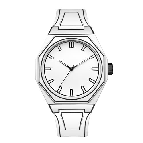 GORBEN Creative Sketch Watch Sports Fashion Quartz Minimalist Black and White Anime Series Watch (White)