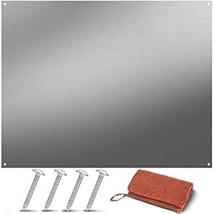 Stainless Steel Backsplash Range Hood Wall Shield for Kitchen - 24 x 30 Inch - Four Pre Drilled Holes, Hanging Hardware and Cleaning Towel Included for Easy Installation