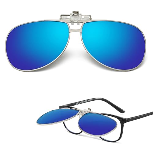 Image of Trysee Polarized Clip on Sunglasses Over Prescription Glasses Aviator Style UV400 Protection Flip Up TS-CO-013