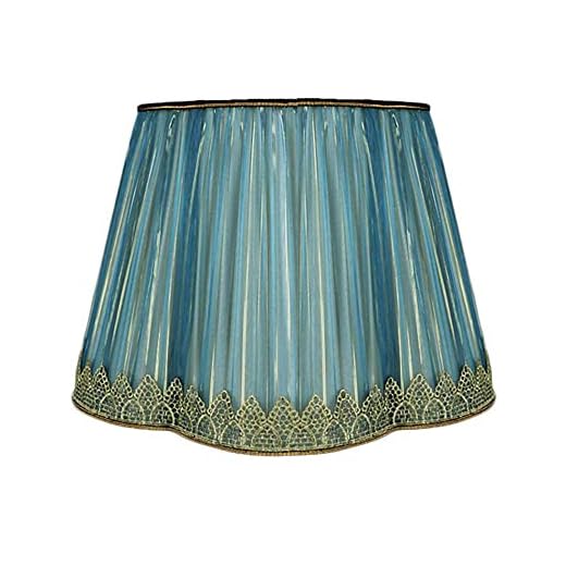 Veckad tyglampskärm, Plum Blossom sängbordslampskärm, golvlampa stor lampskärm, mörkblå, 45 cm