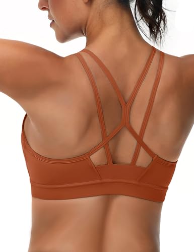 MAGCOMSEN Womens Strappy Sports Bra Padded Backless Sexy Low Impact Moisture-Wicking Wireless for Yoga Workout Fitness