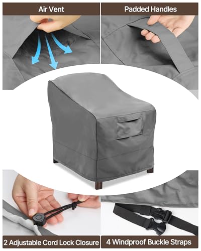 Image of Vailge Patio Chair Covers, Lounge Deep Seat Cover, Heavy Duty and Waterproof Outdoor Lawn Patio Furniture Covers (Grey, 4 Pack-Medium)