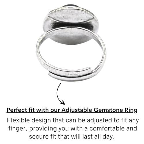 Image of Amethyst Ring for Women and Men - Original Certified Crystals, Stylish Brass Copper Rings for Girls and Boys - Natural Healing Crystal Rings for Positive Energy, Money Wealth Success (Silver)