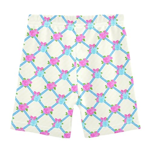 Rose Bow Pale Girls Bike Shorts Toddler Athletic Dance Under Skirts Dance Shorts for Girls 4-10,4T2
