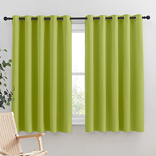 NICETOWN Blackout Curtains & Drapes for Bedroom, Fresh Green, W34 x L48, Set of 2, Triple Weave Grommet Top Thermal Insulated Light Blocking Panels for Bathroom/Living Room Fresh Green 34"W
