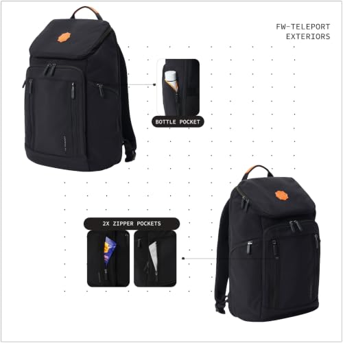 Image of Teleport Travel Backpack & Rucksack | Fits 15.6 Inch Laptop | 29L Water-Resistant Aerology Nylon Daypack with Luggage Strap & Bottle Pocket