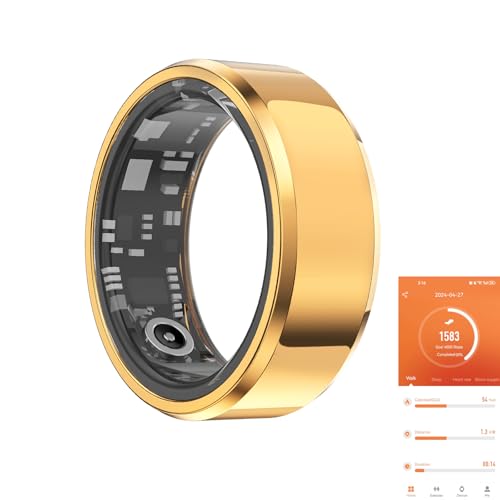 GenXenon Fitness Tracker Smart Ring,Step Counter,Heart Rate Blood Oxygen Sleep Tracker Health Ring, 6ATM Waterproof Long Battery Life Smart Rings Compatible with iOS & Android ï¼ˆRose Gold US7-2ï¼‰