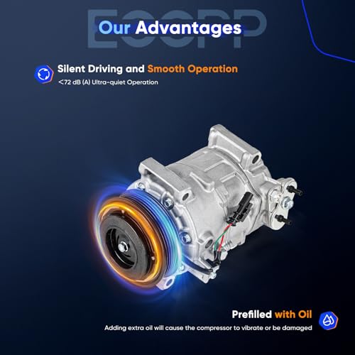 Image of ECCPP AC Compressor for Chevrolet Silverado 3500 4500 5500 HD 2019-2020 | for GMC Terrain L4 1.5L 2023-2024 Fit for GMC Sierra 2500 3500 HD 6.6L 2015-2023 Fast Cooling AC Compressor with Clutch