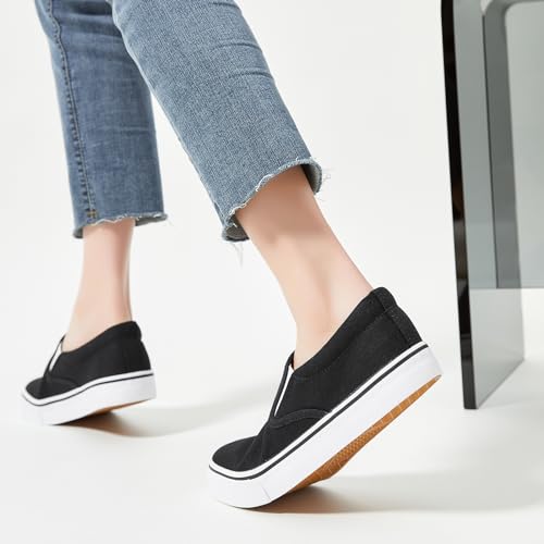 Image of Women's Canvas Slip On Sneakers Non Slip Loafers | low top non slip on walking breathable casual comfortable fashion tennis
