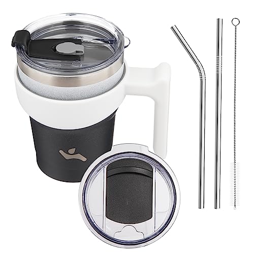 Konokyo 10 oz Tumbler with Handle and Straw, Insulated Travel Mug