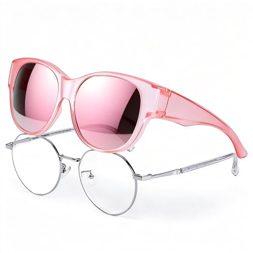 LVIOE Polarized UV400 Protection Over Glasses Sunglasses Women Men to Wear Over Prescription Eyeglasses Round Trendy LS5779