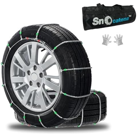 SNOCATENA Snow Chains for Car,SUV,Truck and Pickup,Cable Tire Chain,Compatible with Tire Width 185 195 205 215 225 245 MM - Set of 2 Cover