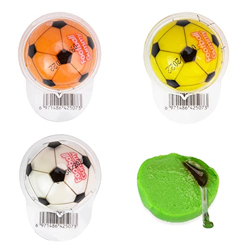 Gummy Candy - 30 mm Large Jelly Filled Gummies - Soccer Candy Gummy - 10 Pcs Individually Wrapped Candy Gummies - Foam Candy with Stuff Inside - Football Gummy Candies