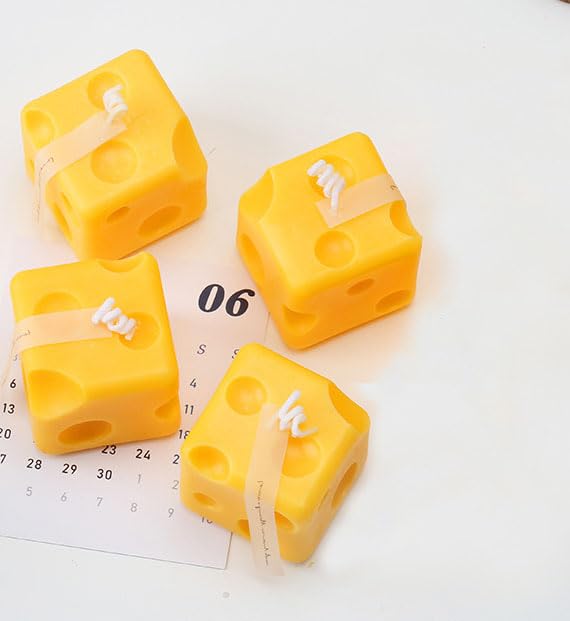 CXUEMH Cheese Scented Candles, Enchanting Home Decoration and Environment Renderer, Pure Handmade for Creative Scene Decorations Birthday Candles Desk Decorations (Square)