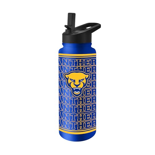 Logo Brands NCAA Pittsburgh Panthers 34 oz Travel Quencher Bottle — Team Color | Stainless Steel | Double Wall | Echo Design