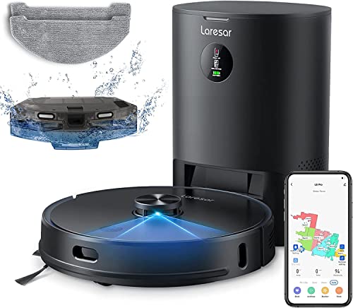 41QMbEzag+L Laresar Saugroboter mit Wischfunktion Absaugstation, 3,5L Roboter Staubsauger L6 Pro, Saugroboter 3 in 1, App, Lidar-Navigation, ideal für Hartböden Tierhaare Teppiche, 3D-Hinderniserkennung