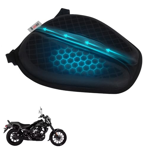 Image of Grandbiker Gel Air Seat Cushion | 3D Honeycomb Gel Structure Cover for Long Rides | Detachable Cover | Lumbar Support | Breathable | Durable Design for Avenger