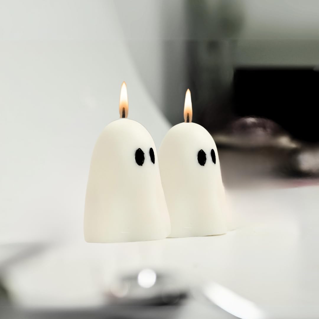 DiceandBerry Ghost Candles (Pack of 2), Birthday Gift, Spooky Gifts, Gifts for him and her, Handmade Gift